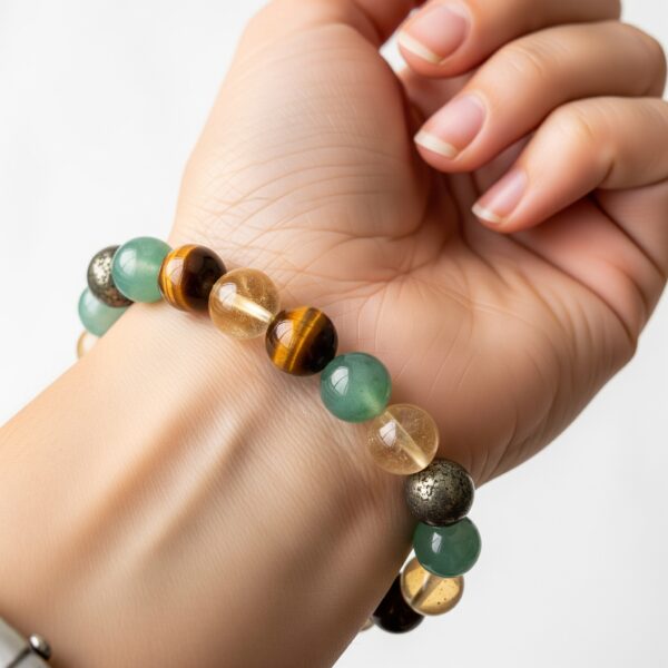Citrine, Tiger Eye, Green Aventurine and Pyrite Bracelet
