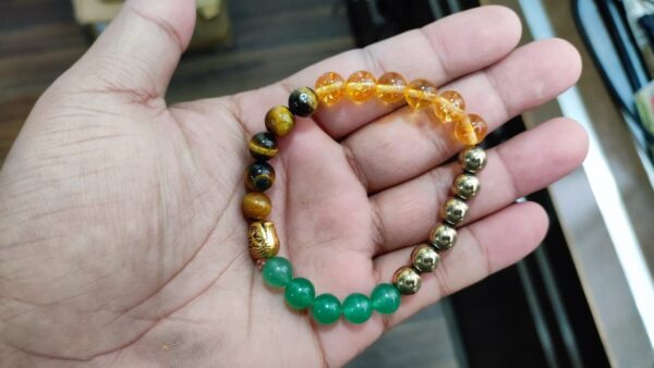 Citrine, Tiger Eye, Green Aventurine and Pyrite Bracelet